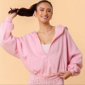 Blogilates Marshmallow Full Zip Hooded Sweatshirt SZ XS